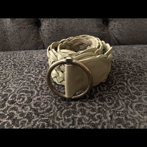 Taupe Leather Braided Belt